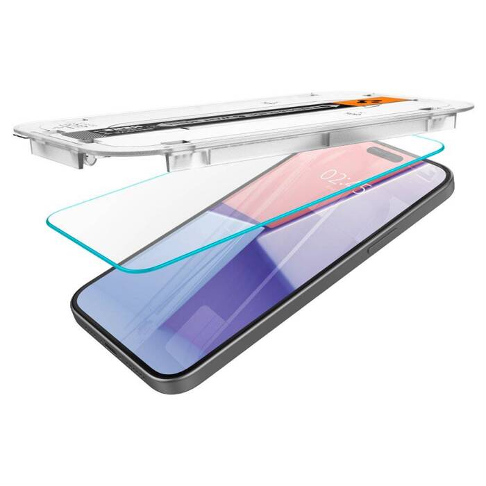 Tempered Glass Spigen iPhone 15 Plus Glas.tr "ez Fit" 2er-Pack  